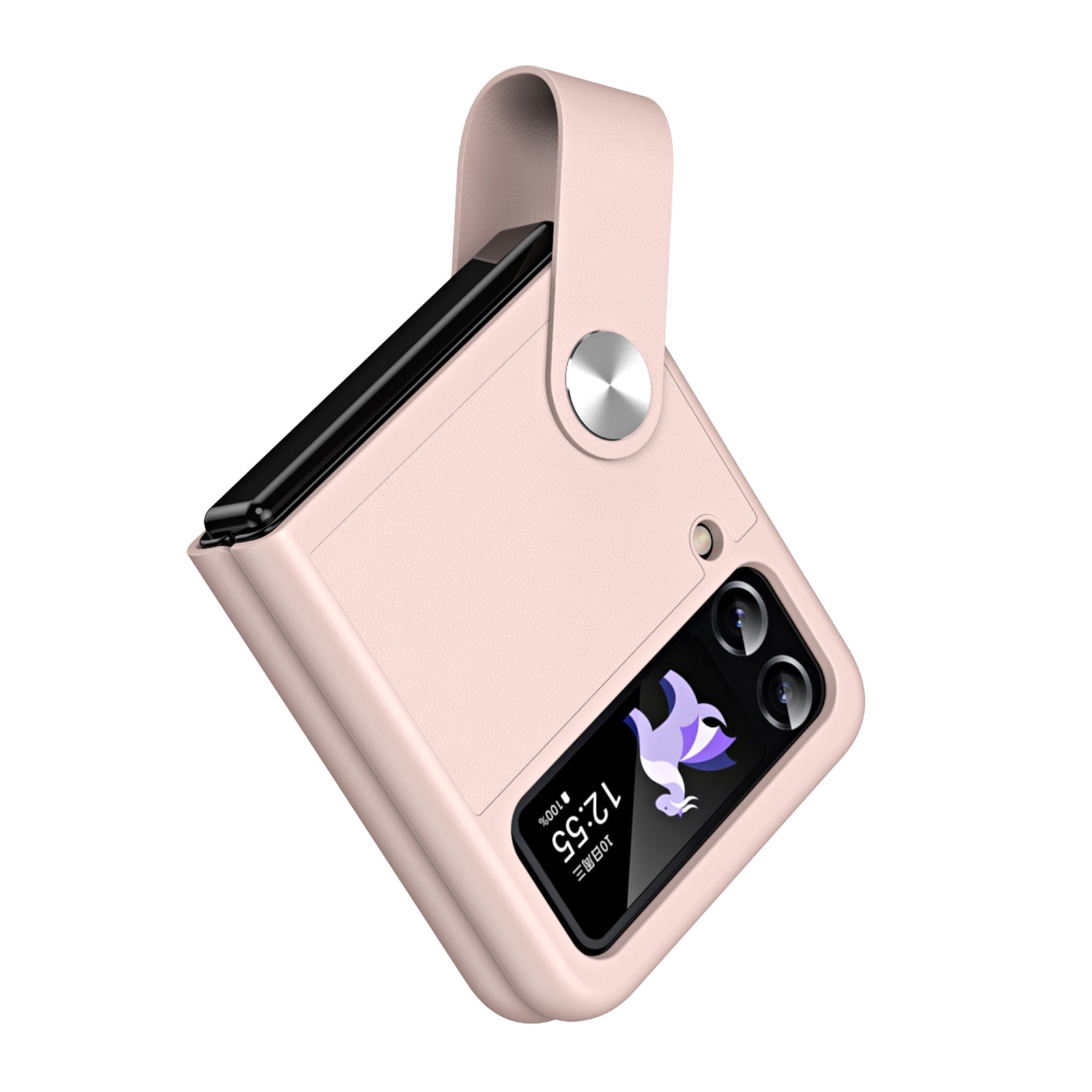 For Samsung Galaxy Z Flip4 5G PU Leather PC Phone Case Finger Strap Holder Kickstand Cover For Samsung Galaxy Z Flip4 5G PU Leather PC Phone Case Finger Strap Holder Kickstand Cover